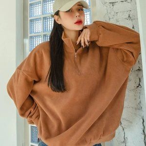 Cozy Brown Quarter-Zip Sweatshirt